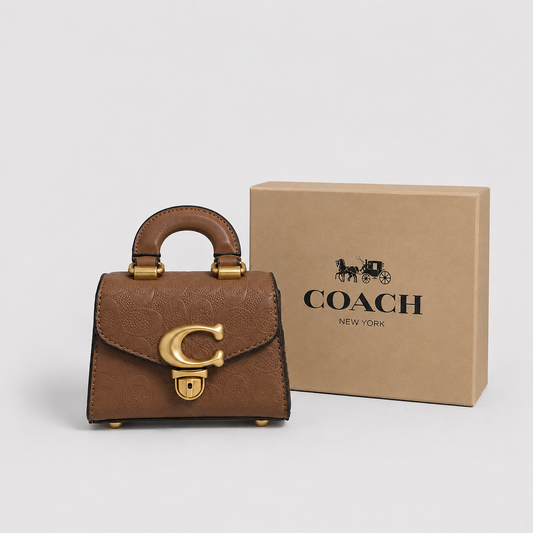 Cartera Mini Coach Sammy Top Handle 12 Marrón Con Caja
