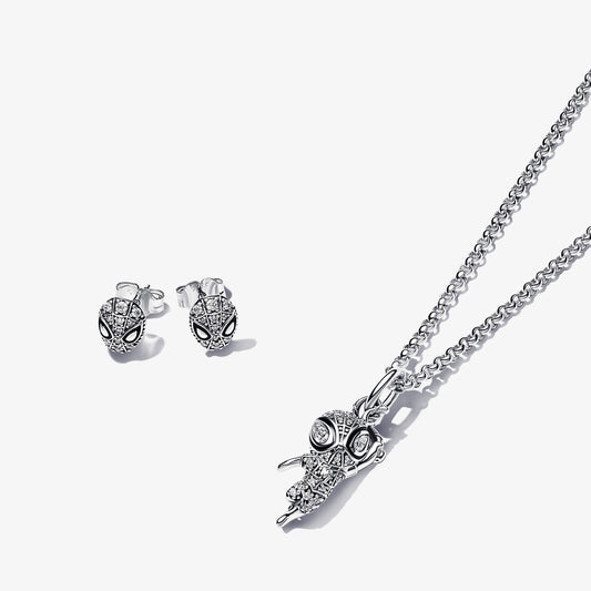 Aretes Pandora De Botón Máscara De Spiderman De Marvel