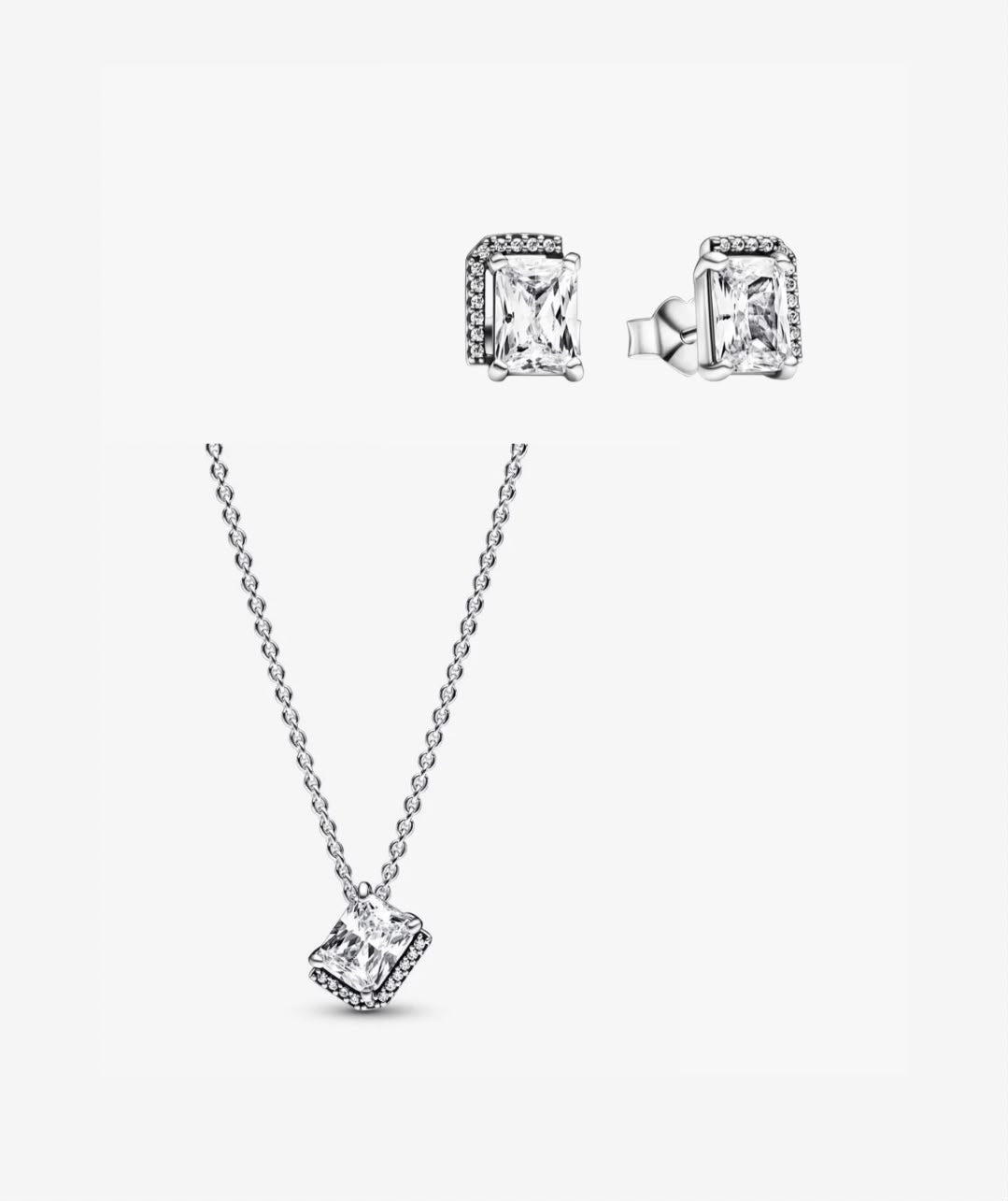 Set De Regalo Pandora Halo Rectangular Brillante