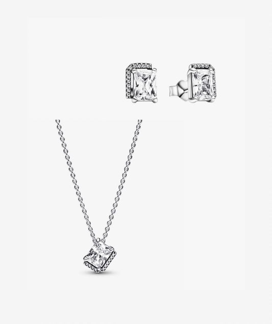 Set De Regalo Pandora Halo Rectangular Brillante