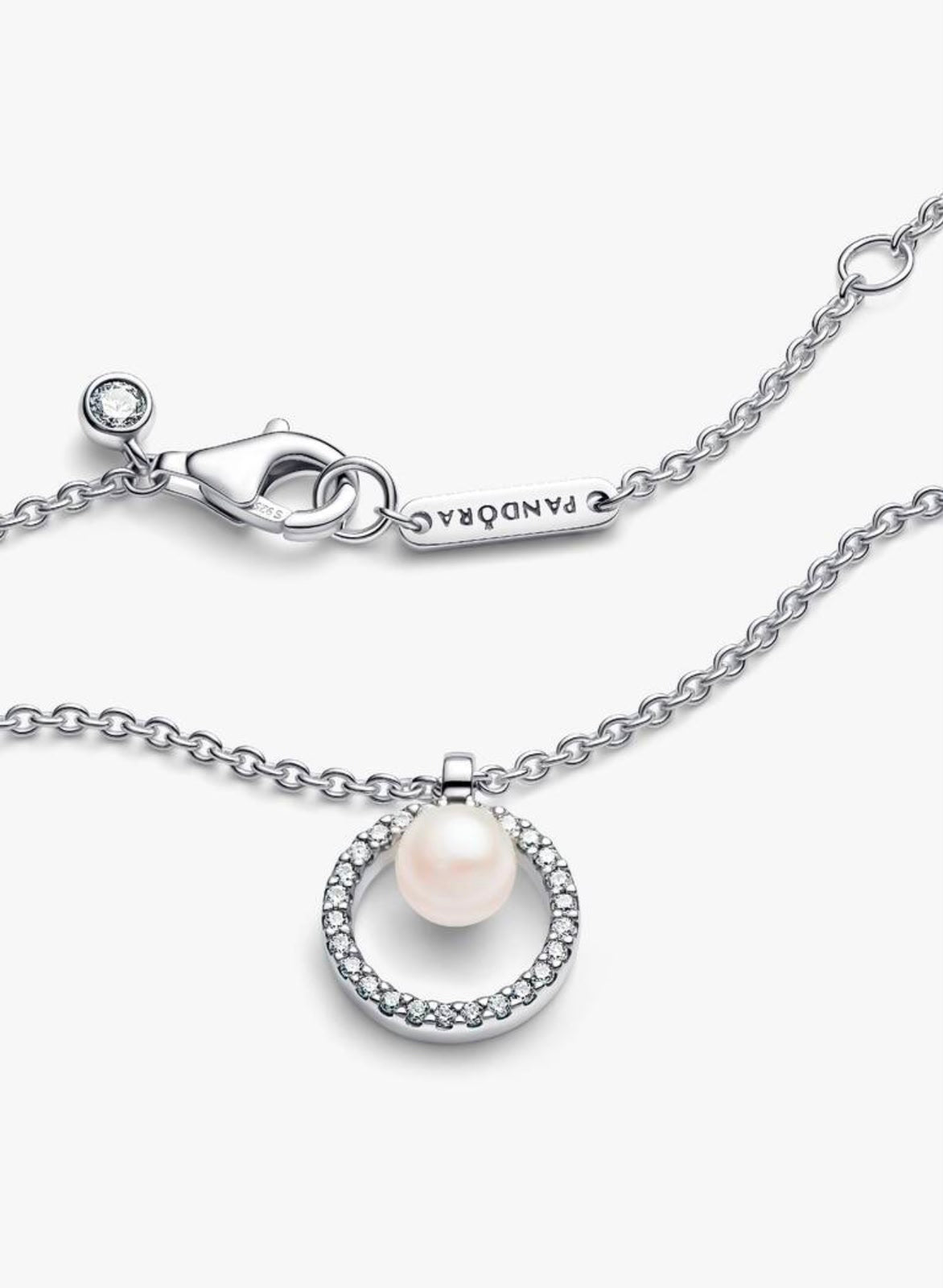 Collar Pandora Collier Perla Cultivada de Agua Dulce Tratada y Pavé