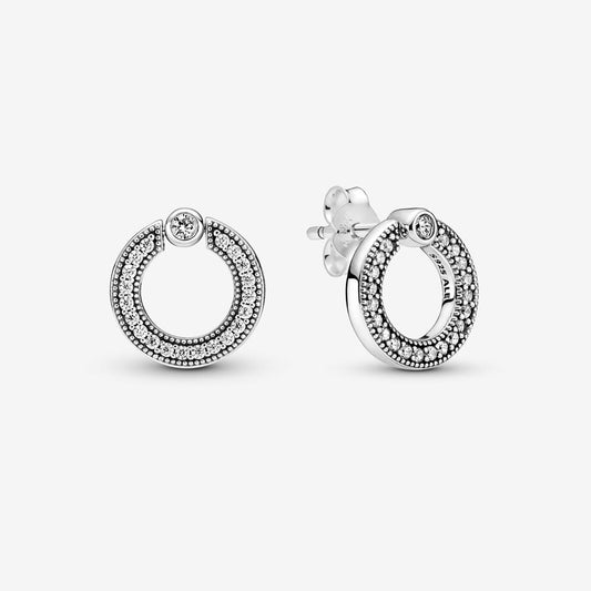 Aretes Pandora de botón Reversibles Círculo en Pavé