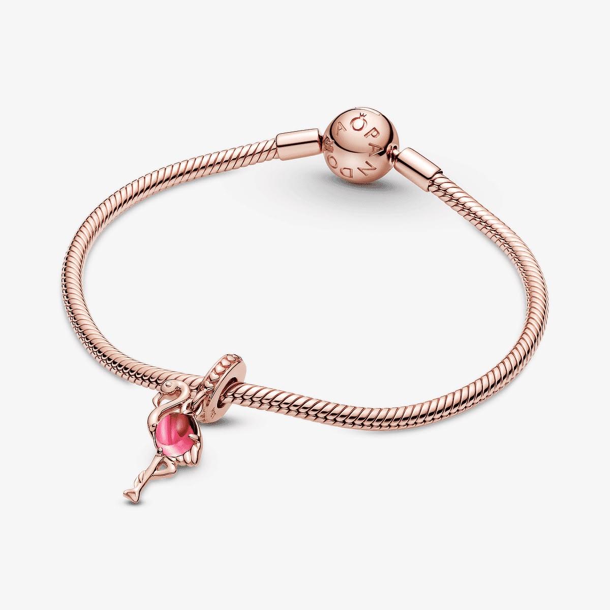 Charm Pandora Colgante Cristal de Murano Flamenco Rosa