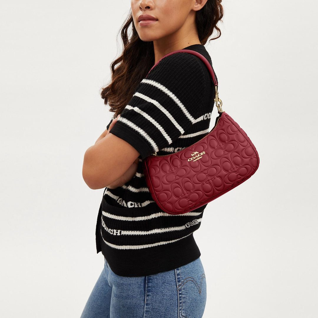 Cartera Coach Teri Roja Textura Con Caja