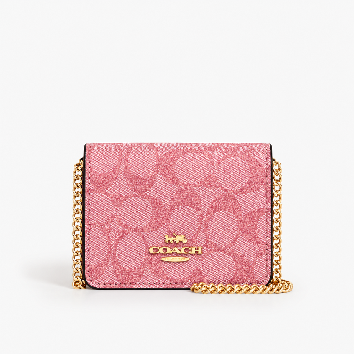 Cartera Coach Mini Rosa De Cadena Con Caja