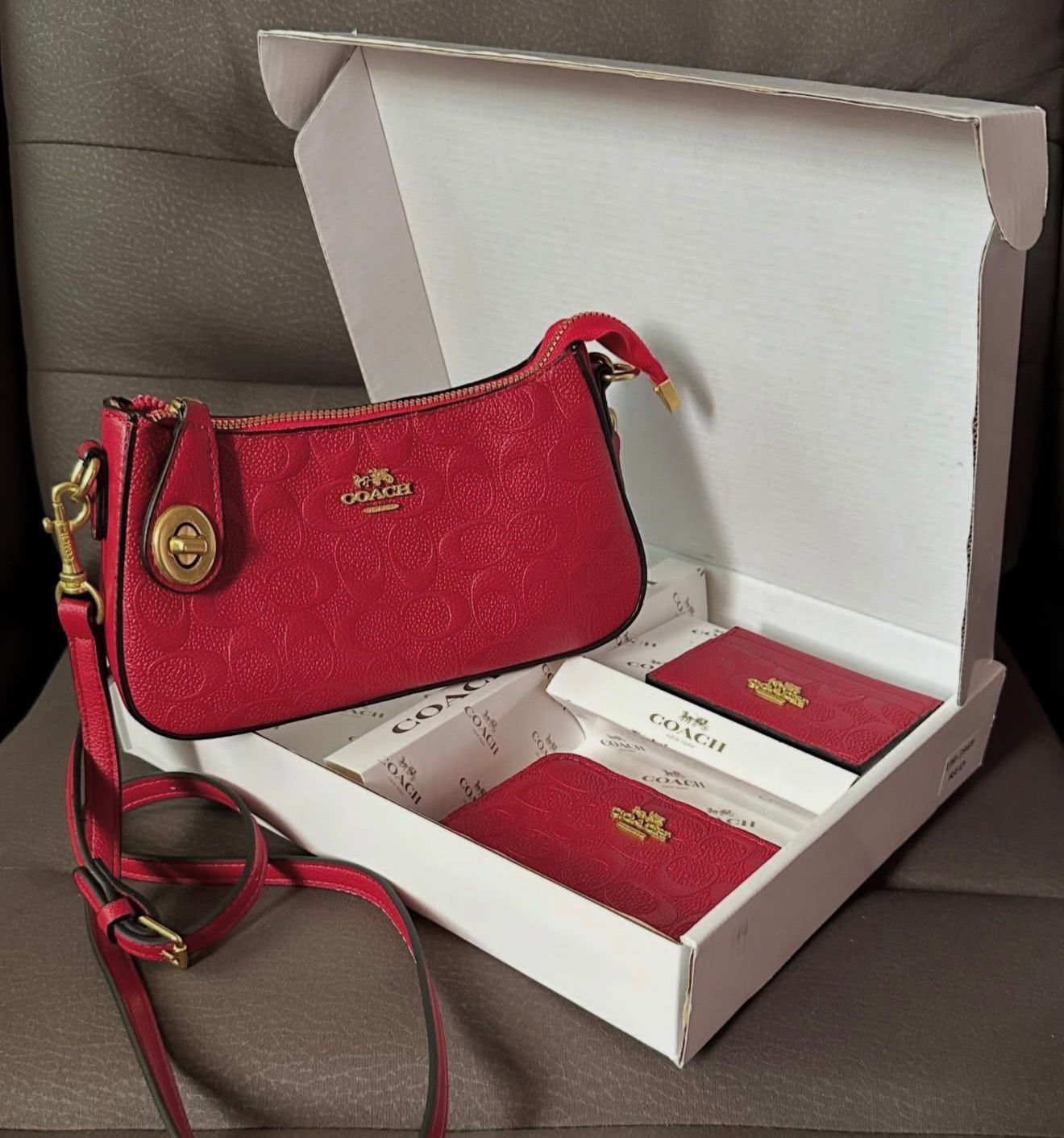 Set De Cartera Coach 3 Piezas en Rojo