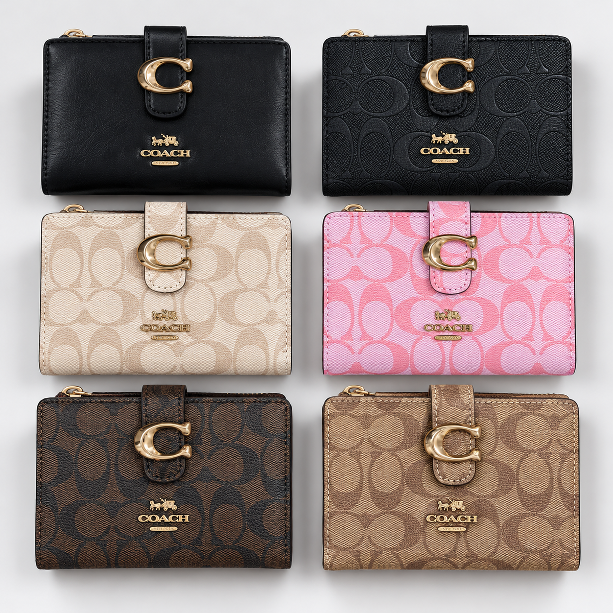 Monedero Mediano Coach Tabby En Color Negro Con Herraje Dorado Con Caja