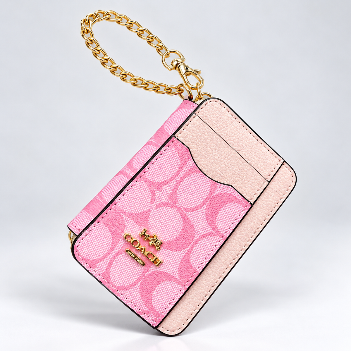Zip Card Coach Case in Signature Canvas Rosa