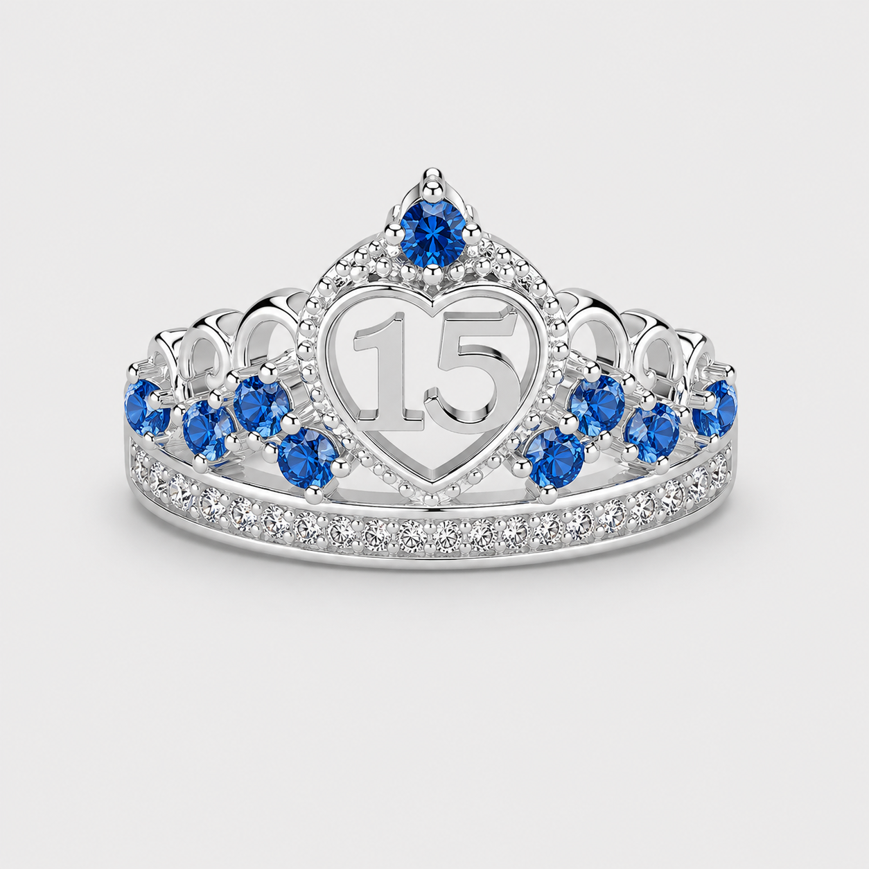 Anillo De 15 Años En Plata Modelo 1 En Azul