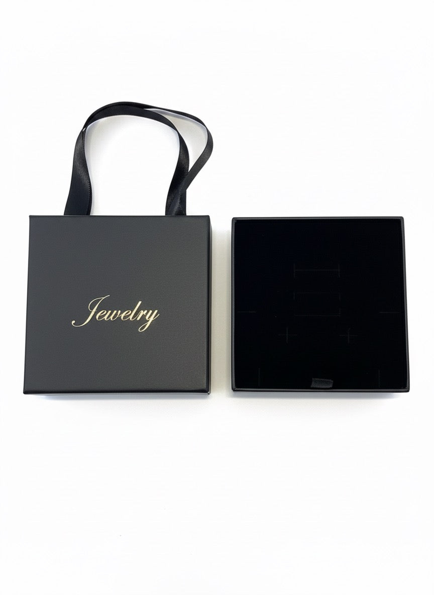 Caja de Regalo Estilo Cartera Para Joyas Color Negro