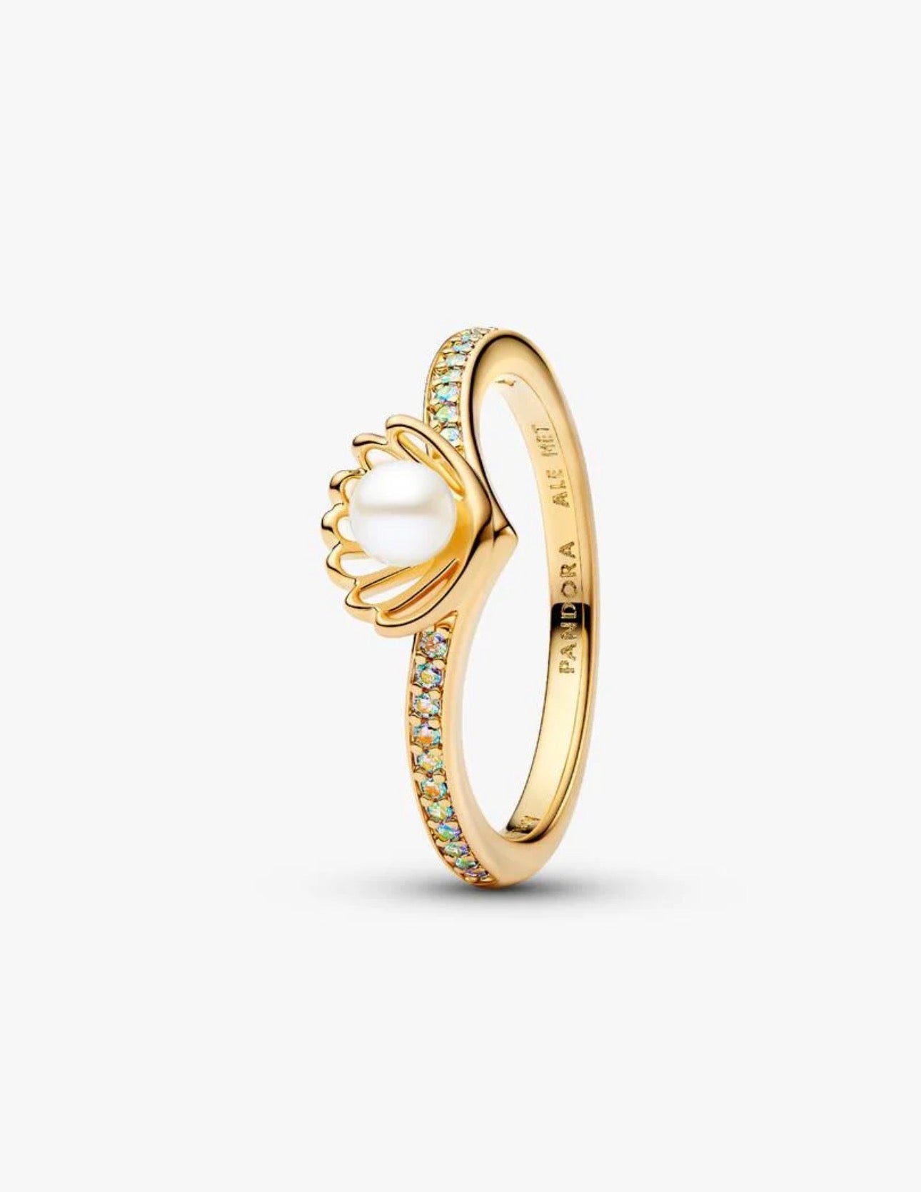 Anillo Pandora Princesa Perla Cultivada En Concha De Ariel de Disney Dorado