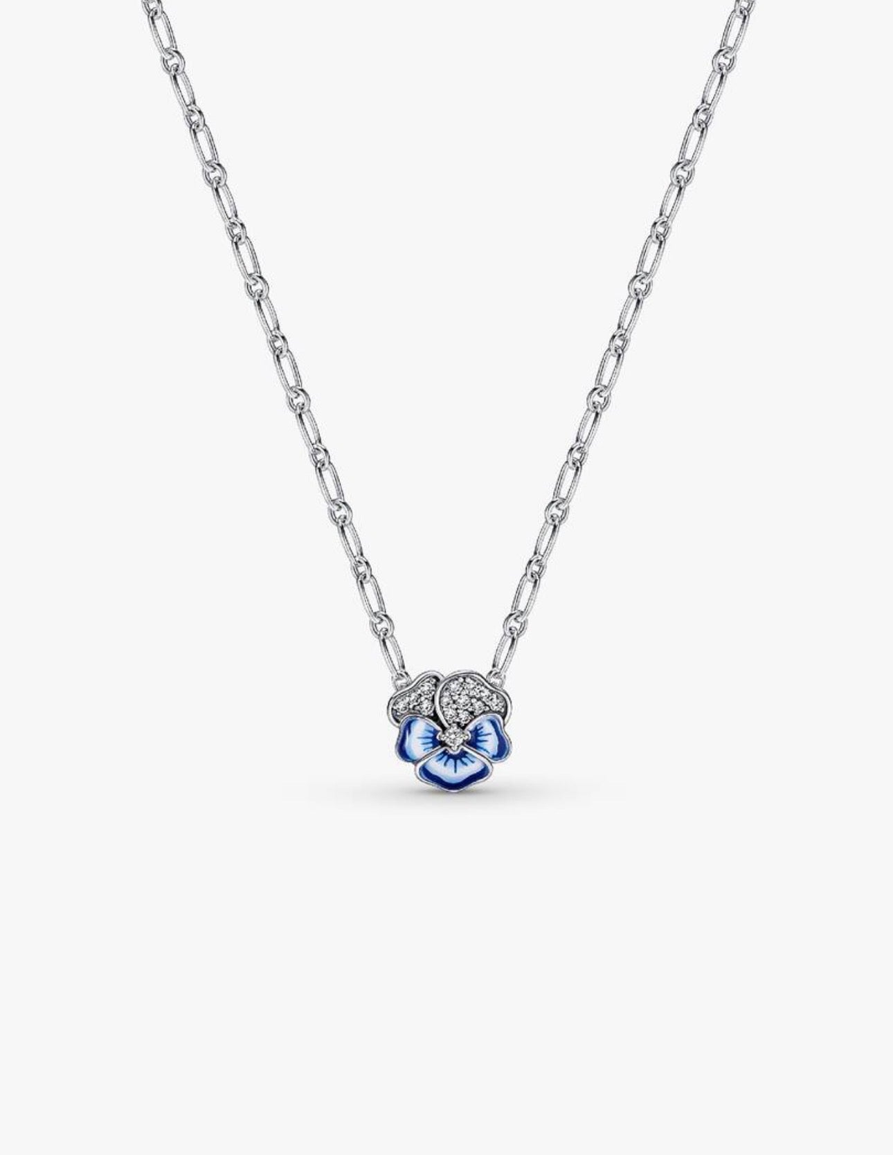 Collar Pandora con Colgante de Flor Azul