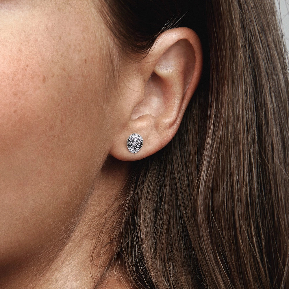 Aretes Pandora De Botón Máscara De Spiderman De Marvel