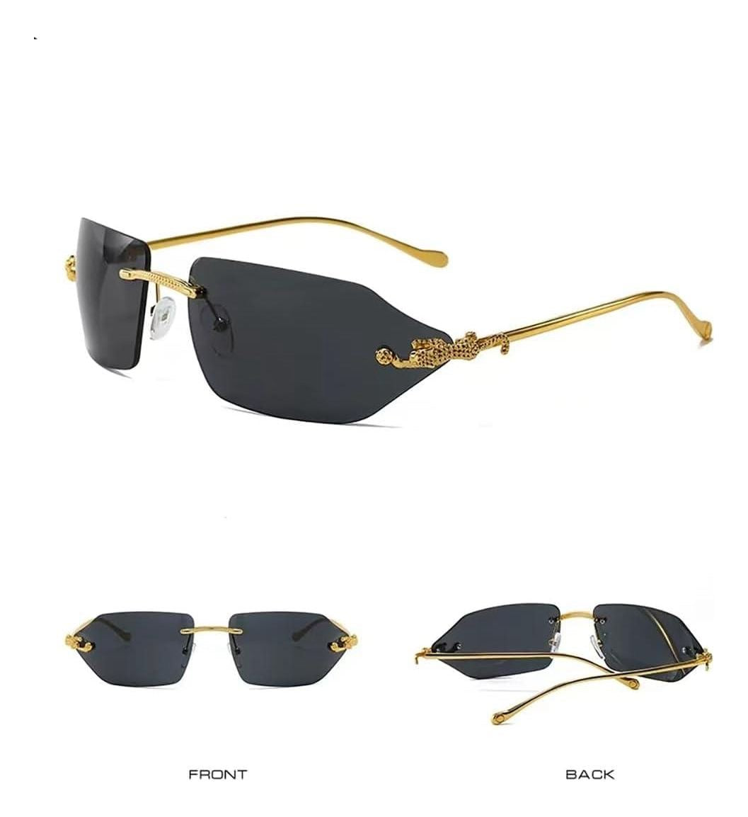 Lentes De Sol Estilo Cartier Negro Con Dorado