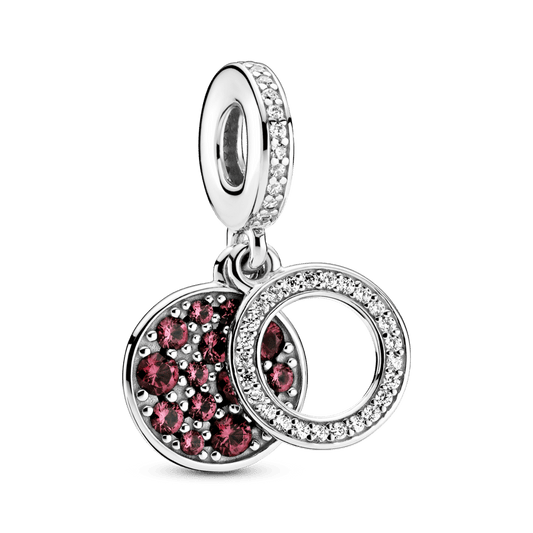 Charm Pandora Colgante Doble Disco Rojo Reluciente