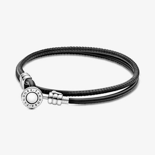 Pulsera Pandora de Cuero Doble Grueso