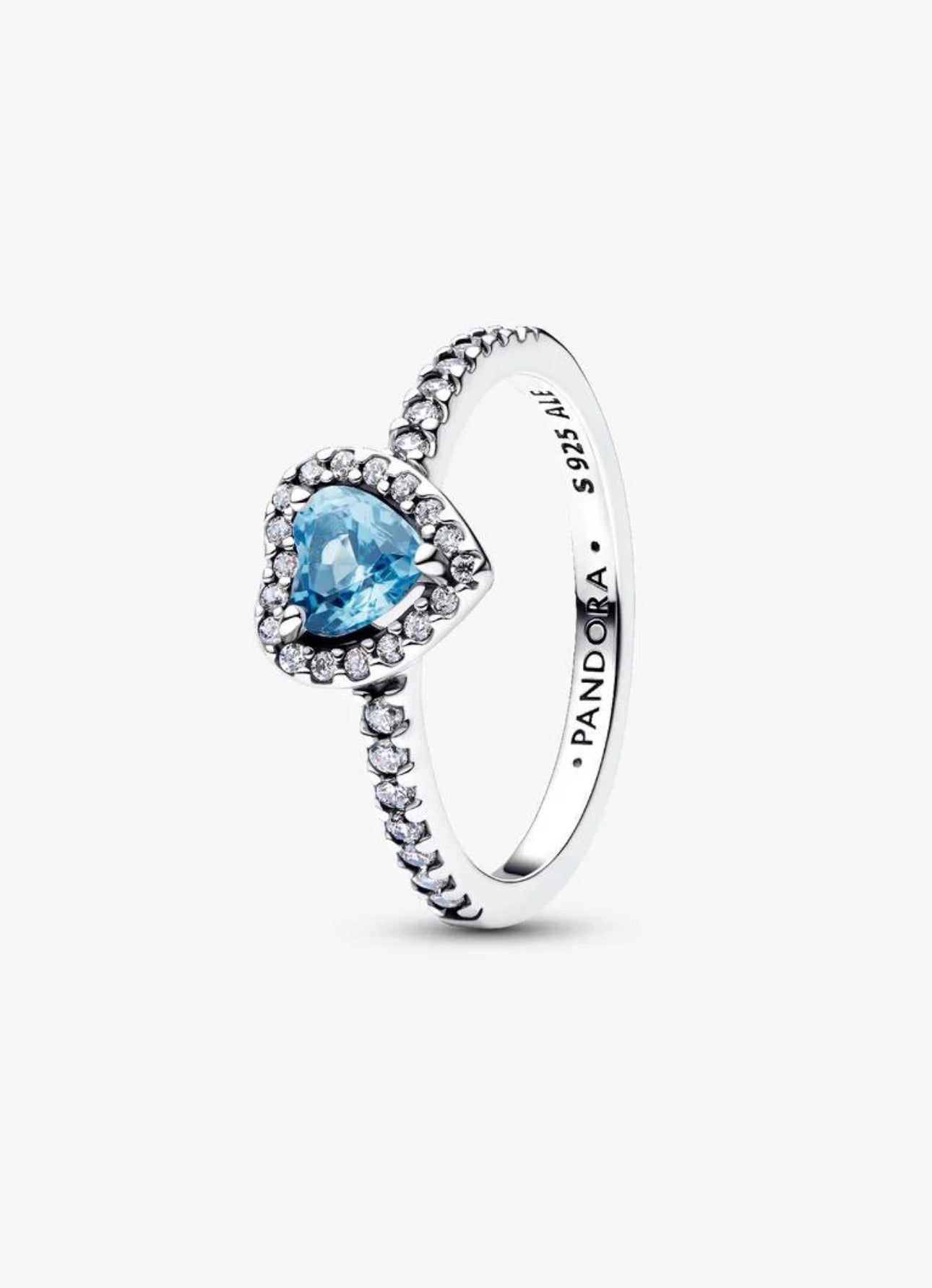 Anillo Pandora Corazón Azul Celeste Brillante