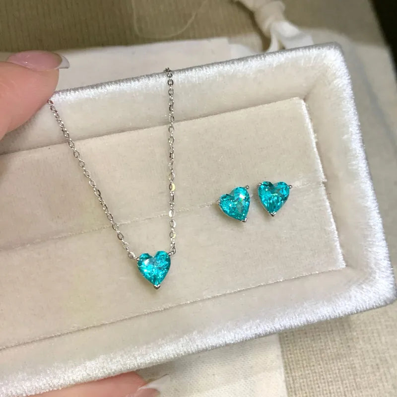 Set Pandora De Corazón Turquesa