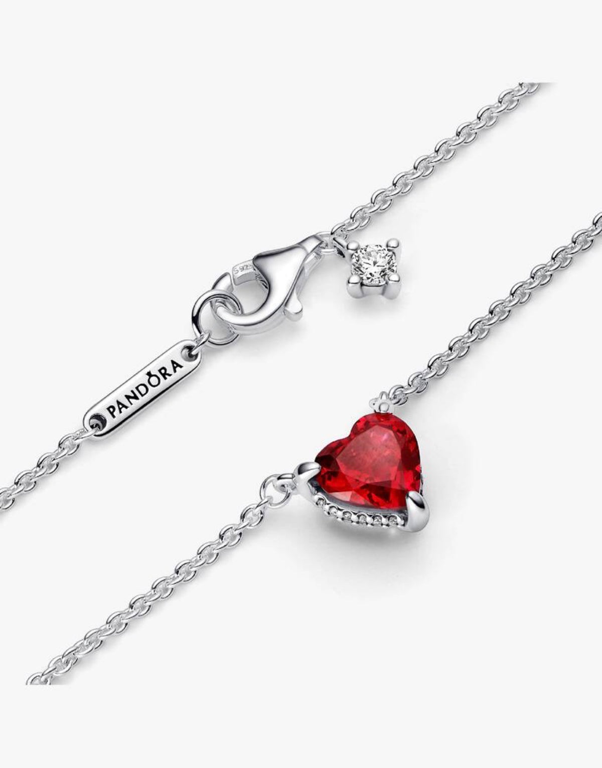 Collar Pandora con Colgante Halo y Corazón Rojo