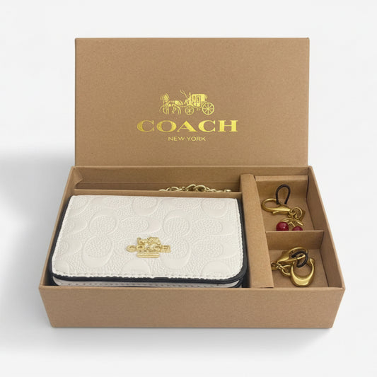 Cartera Mini Coach Blanca Con Caja De Regalo
