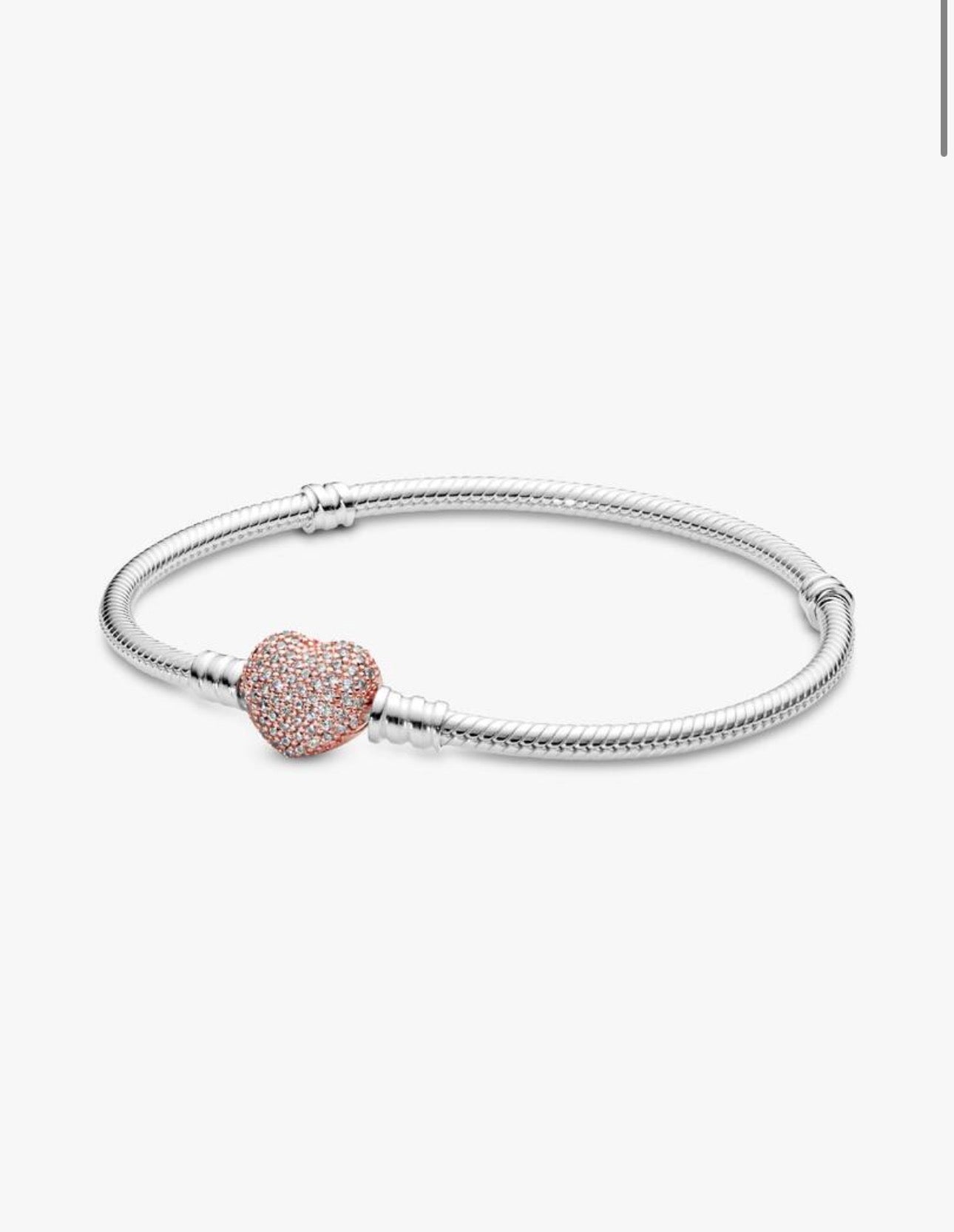 Pulsera Pandora Moments Con Cierre De Corazón Brillante Rose Gold