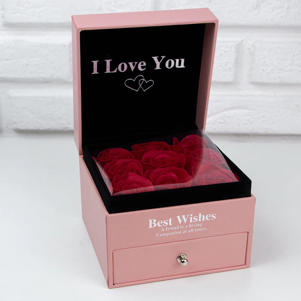 Kit De Regalo Rosado Cuadrado Con Rosas