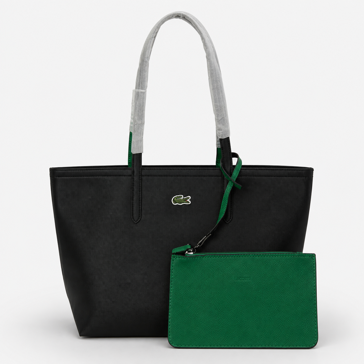 Cartera Lacoste Grande Con Bolsa De Mano De 2 Colores Negro Y Verde