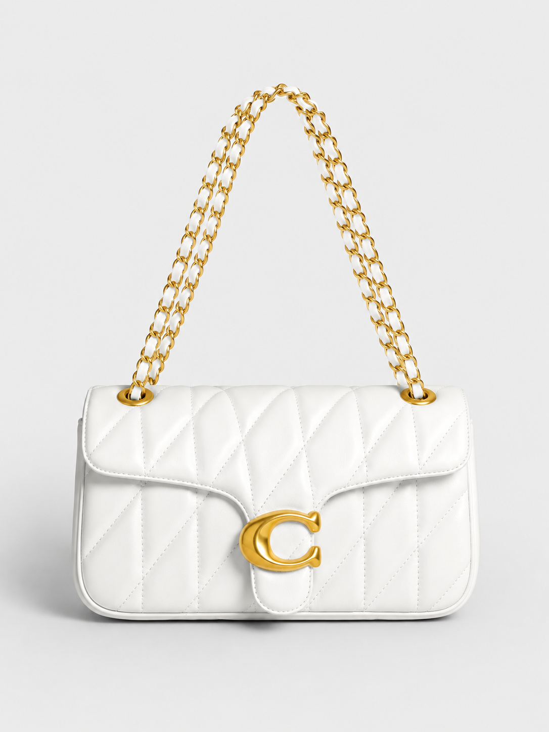 Cartera Coach Quilted Tabby 26 en piel napa acolchada color Blanca Con Caja