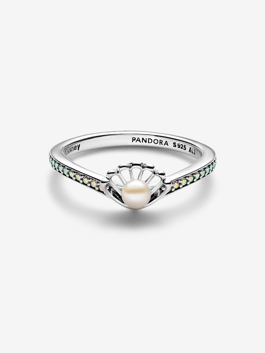 Anillo Pandora Perla Cultivada de Agua Dulce Tratada Concha Princesa Ariel de Disney
