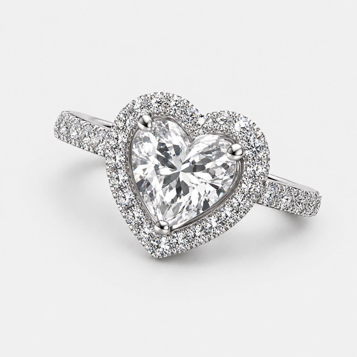 Anillo Pandora Corazón Brillante Grande Blanco