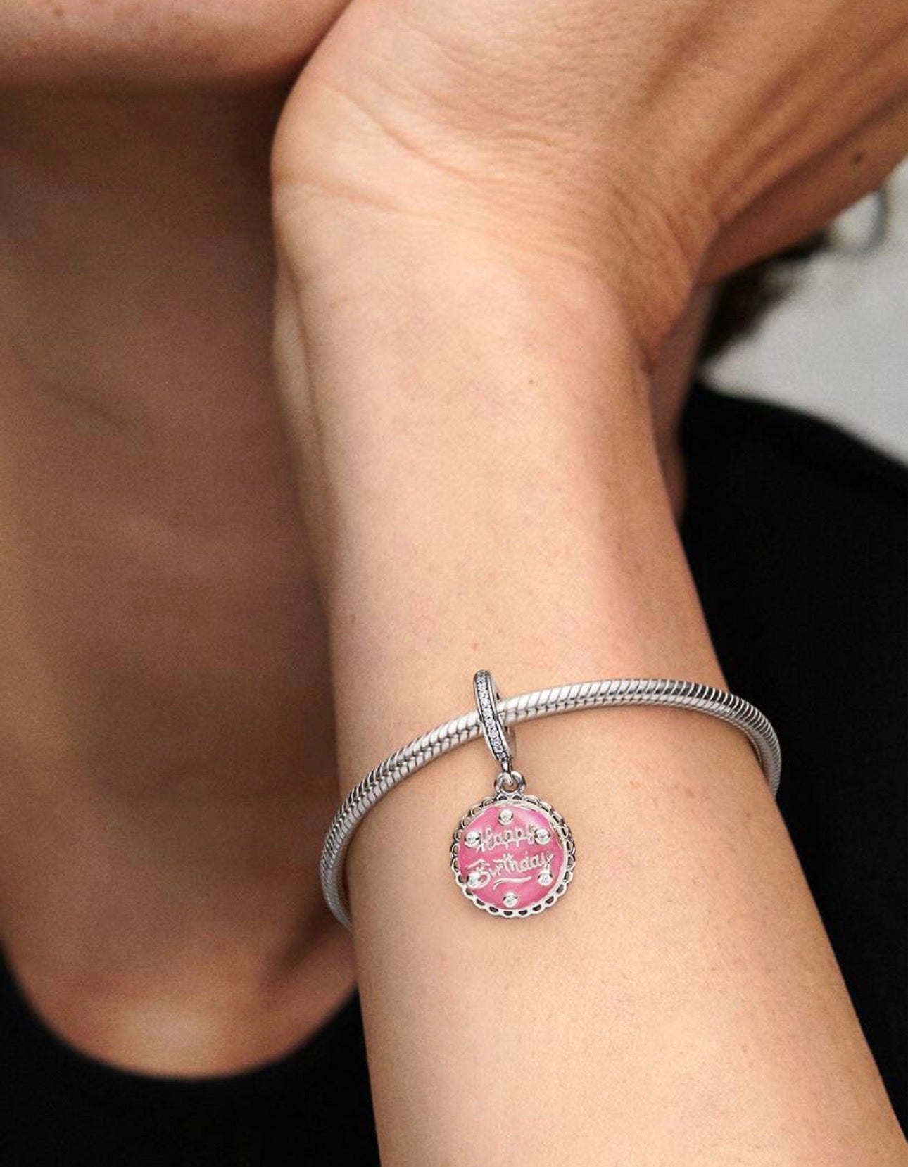 Charm Pandora colgante Pastel de cumpleaños rosa