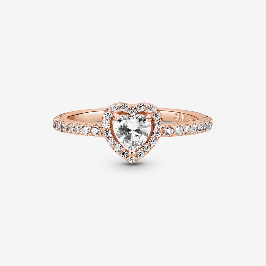 Anillo Pandora Corazón Blanco Brillante en Rose Gold