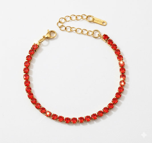Pulsera De Tenis Brillante Roja