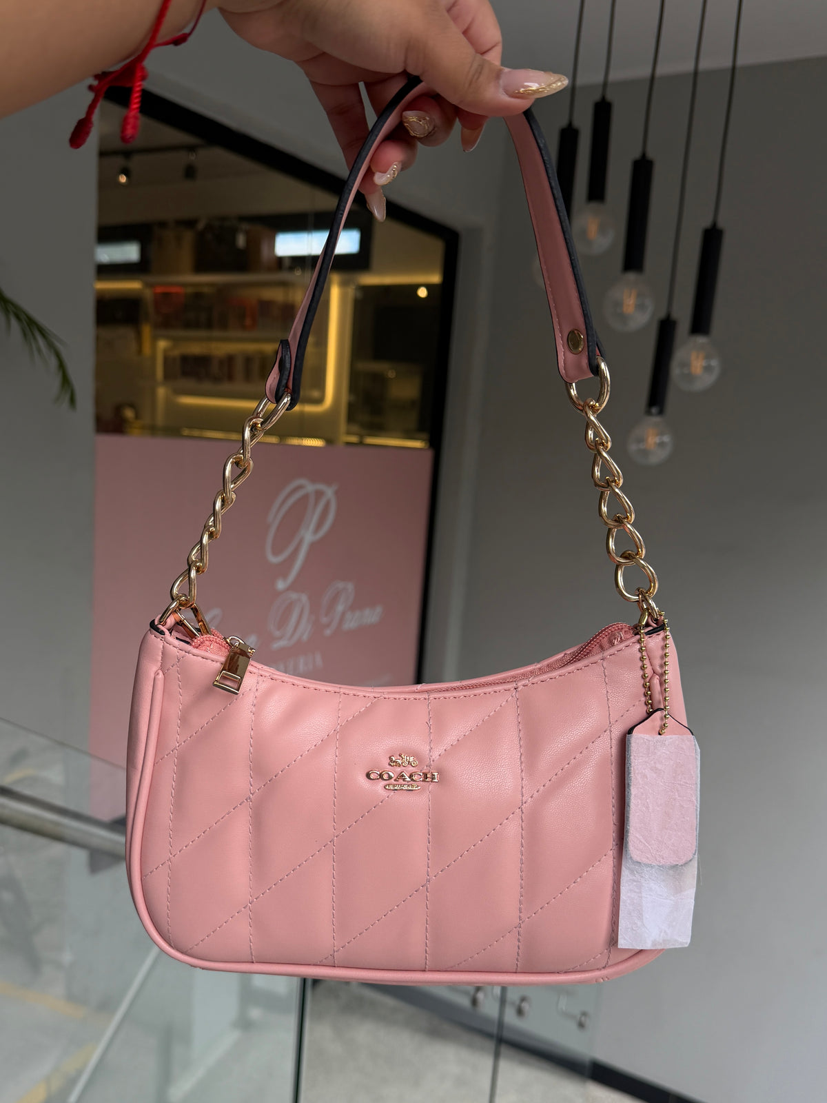 Cartera Coach Teri De Hombro Acolchonada Rosa