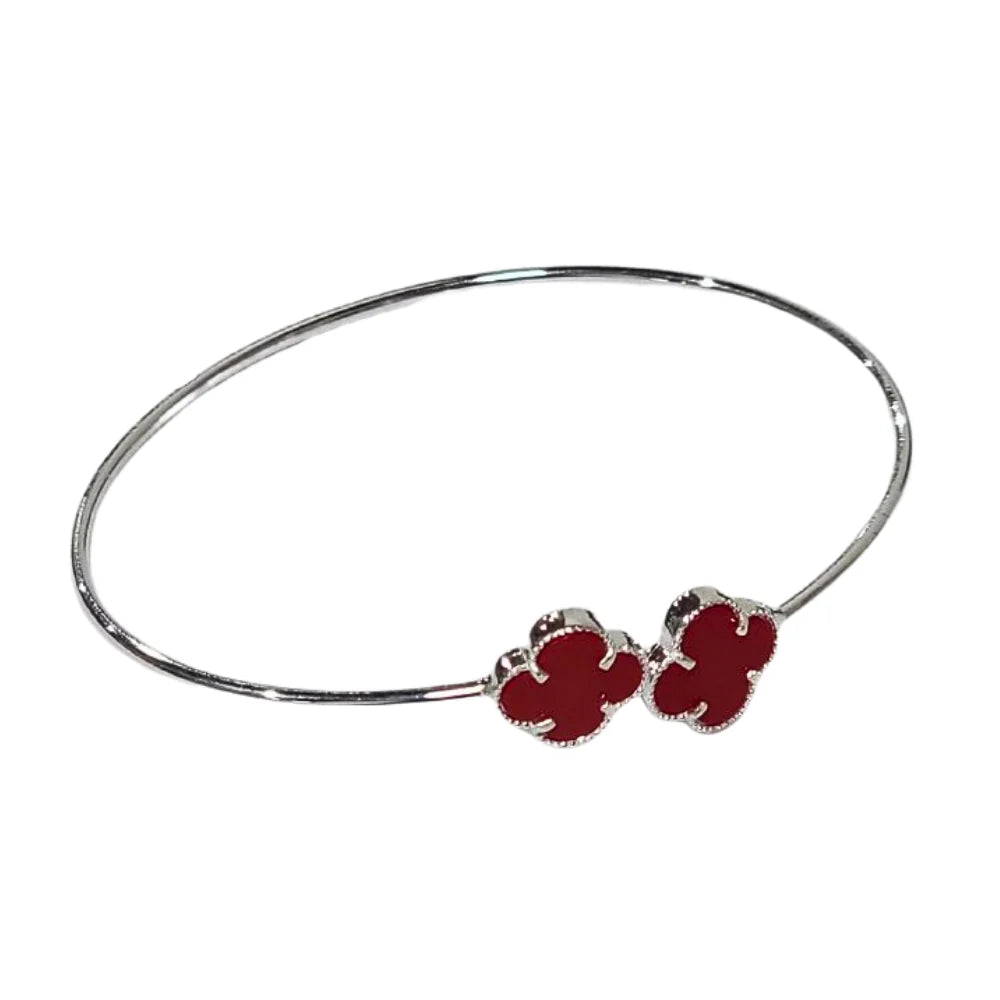 Brazalete Van Cleef Rígido Roja En Plata