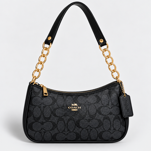 Cartera Coach Teri De Hombro Con Logotipo Negro