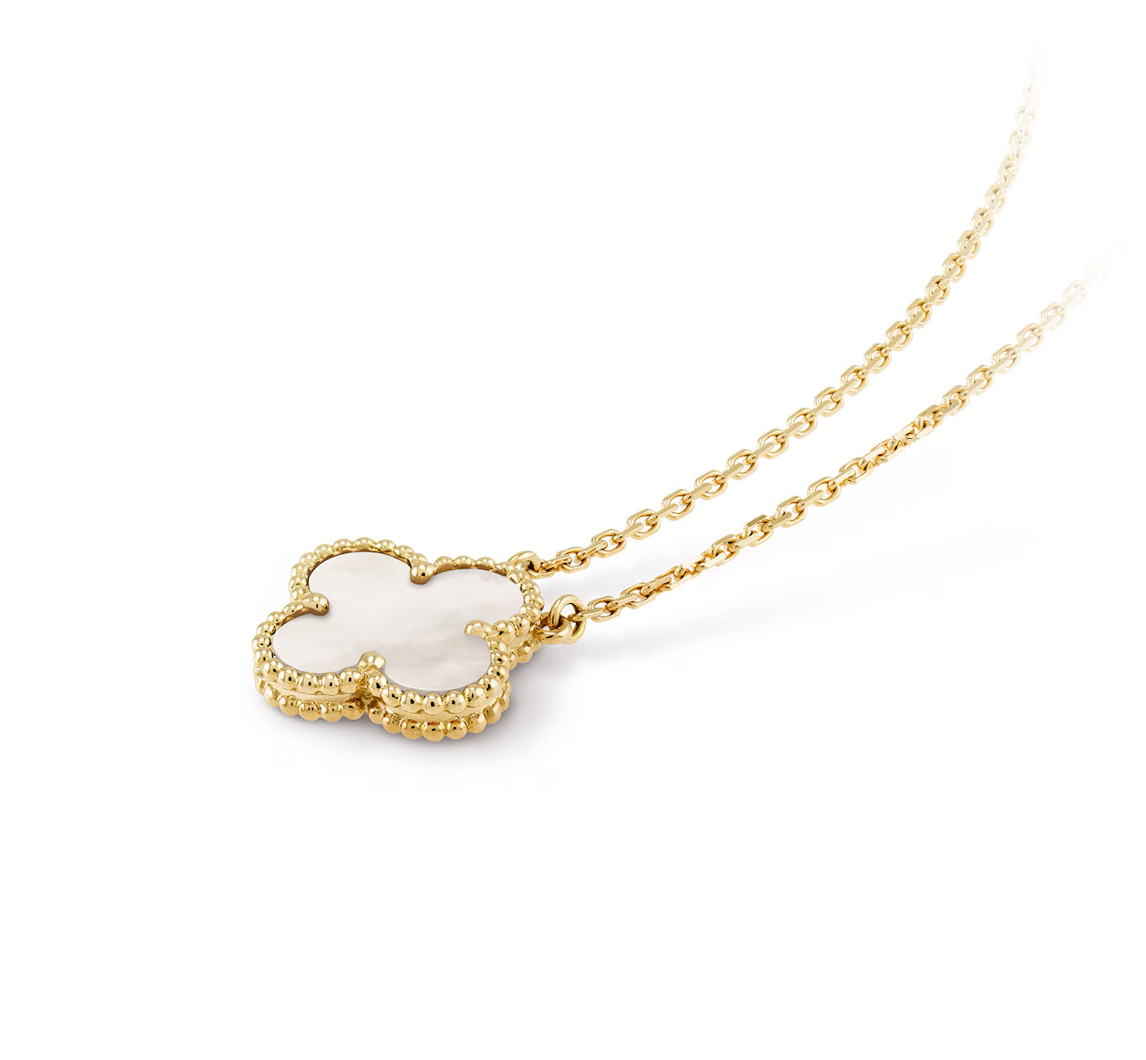 Collar Van Cleef Vintage Alhambra Blanca y Dorado Un Trébol