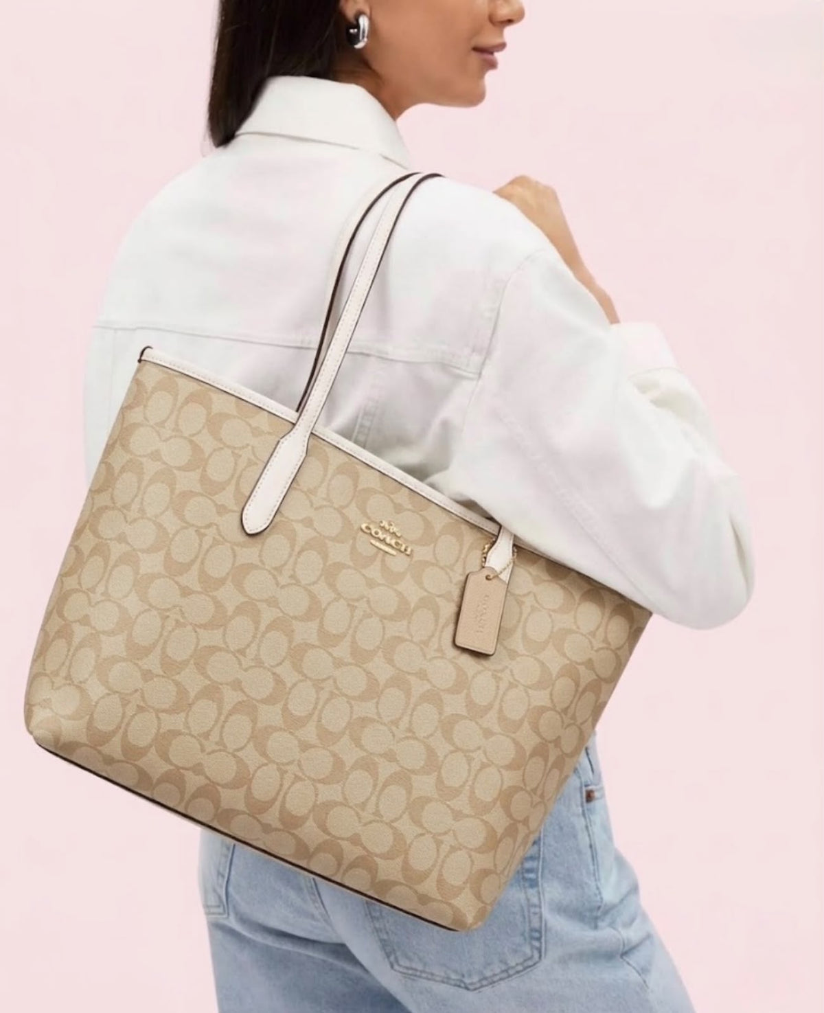 Cartera Coach Classic City Tote Bag L Con Blanco