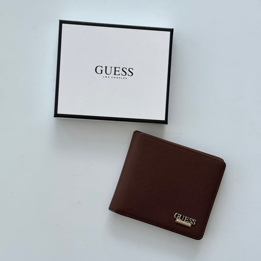 Billetera Para Caballero + Caja De Regalo Guess Café