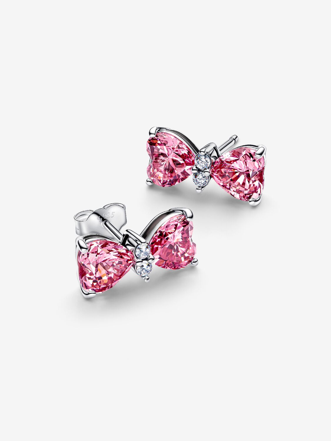 Aretes Pandora Moño Rosa Brillante