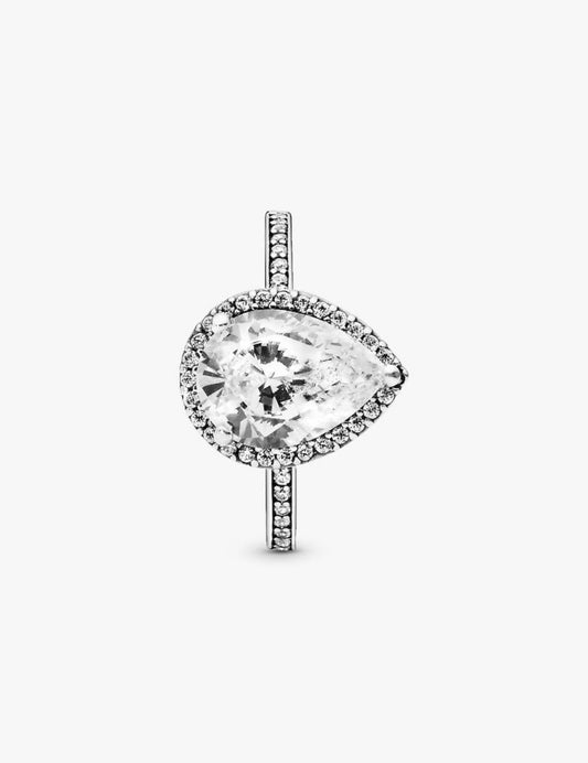 Anillo Pandora con Halo Brillante En Forma De Gota