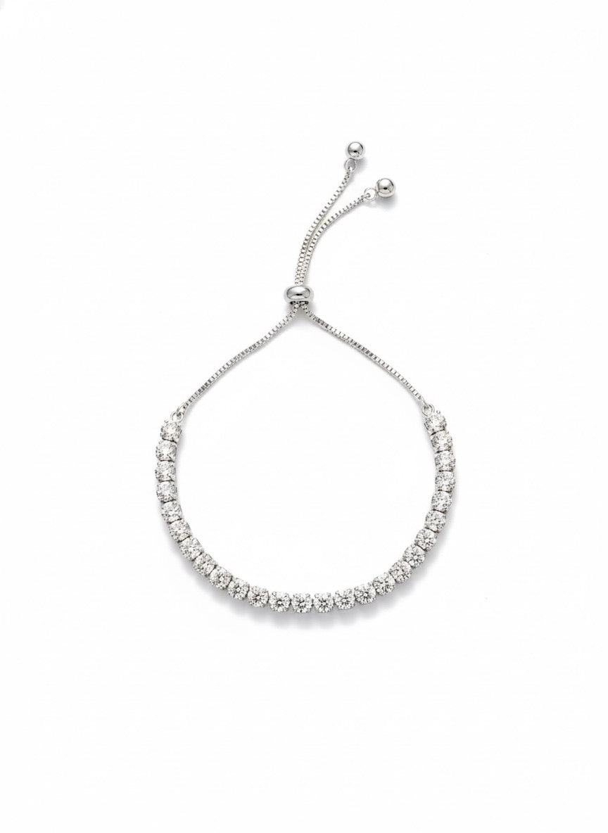 Brazalete De Tenis Ajustable Brillante Blanco