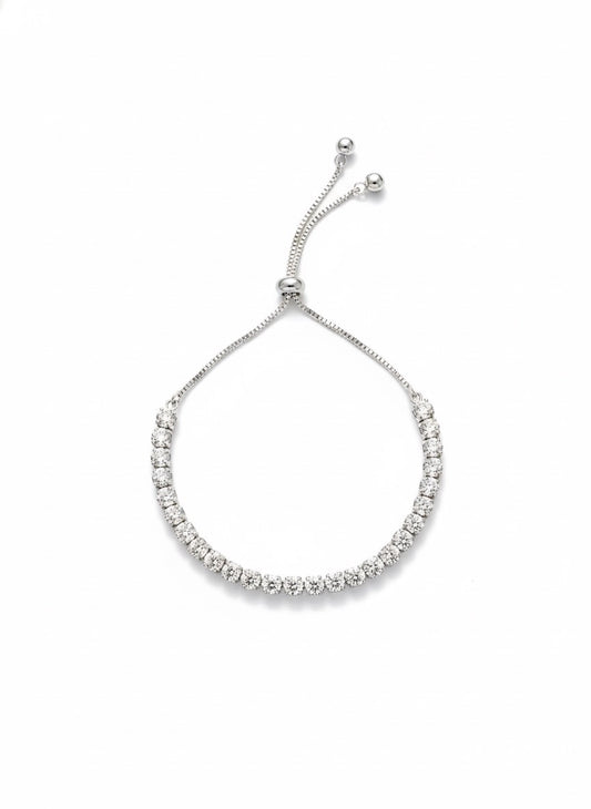 Brazalete De Tenis Ajustable Brillante Blanco