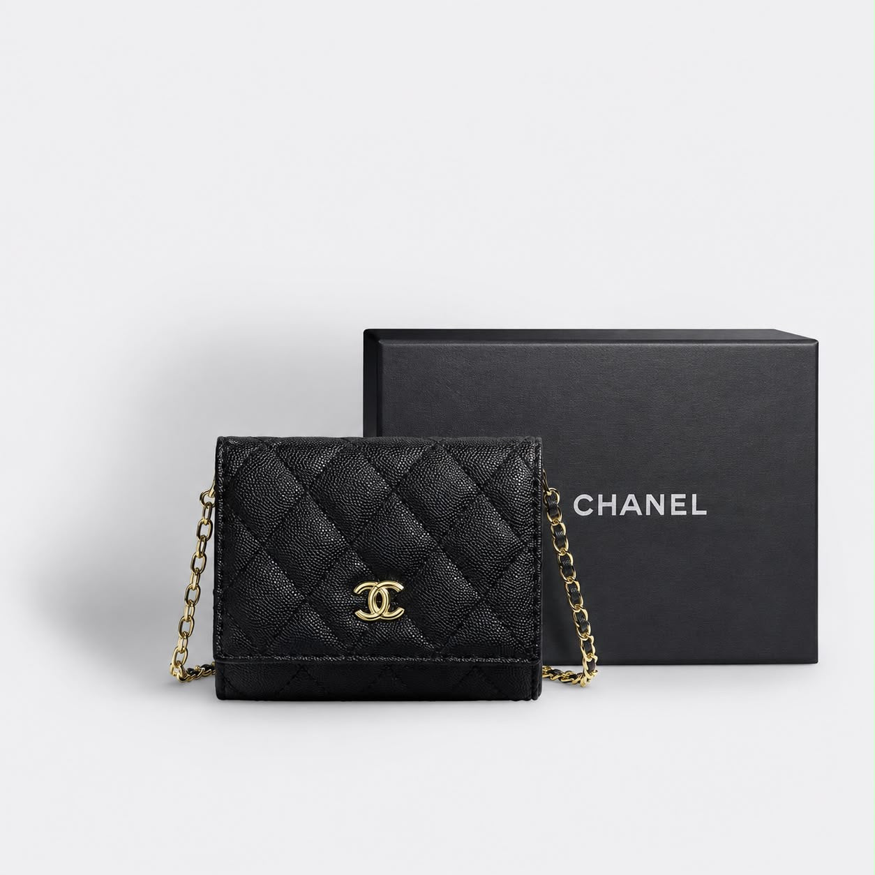 Mini Cartera Chanel Negra Con Caja
