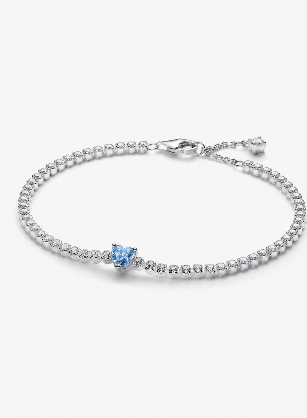 Brazalete Pandora de tenis Corazón Brillante Azul Celeste