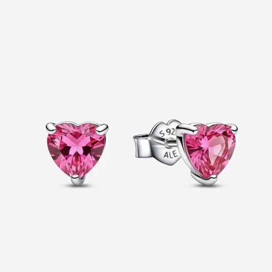 Aretes Pandora De Corazón Rosa