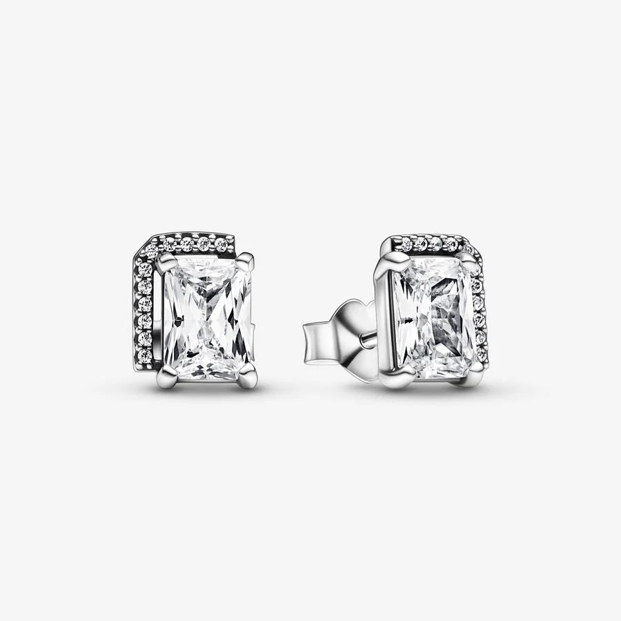 Aretes Pandora Halo Rectangular Brillante