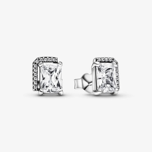 Aretes Pandora Halo Rectangular Brillante