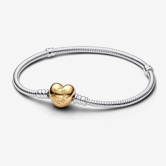 Pulsera Pandora Momentos Con Cierre de Corazón Dorado