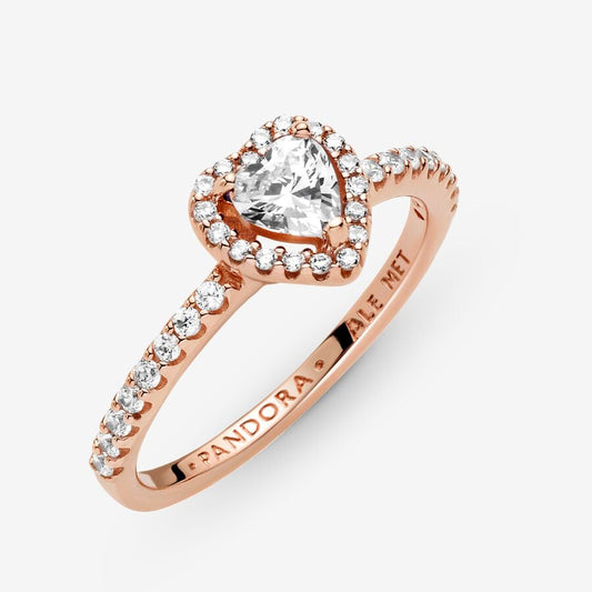 Anillo Pandora Corazón Blanco Brillante en Rose Gold